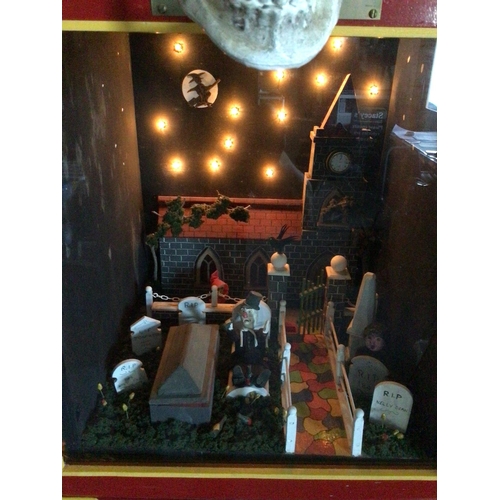 698 - A Scratch Built Coin Operated Haunted Grave Yard. Can Be Seen Working.Approximately Height  180cm An... 