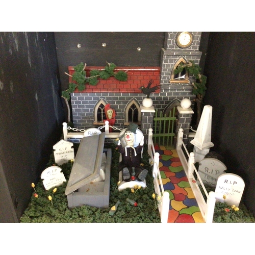 698 - A Scratch Built Coin Operated Haunted Grave Yard. Can Be Seen Working.Approximately Height  180cm An... 