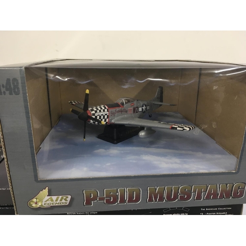 73 - 3 boxed model aircraft by Air Legends..Motor Max and Corgi. Includes fighter Scramble. P51D Mustang.... 