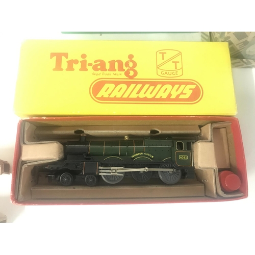 732 - A Collection of Tri-Ang TT Scale Accessories Including a Boxed Castle Class Loco. And A TB Train Set... 