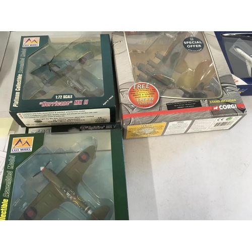 77 - A collection of 5 presentation boxed model aircraft by Corgi..HobbyMaster..Gemini Jets and Easy Mode... 