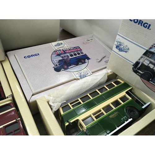 788 - Four boxed bus sets by Corgi.. featuring 81369 limited edition no.1580.. 97052.. 97202.. 96985 no re... 