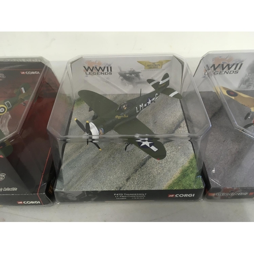 79 - A collection of 4 model military aircraft by Corgi in original display packaging. All from the WWII ... 