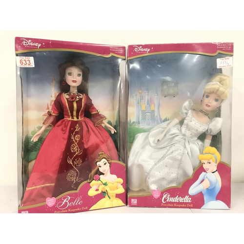 799 - 2 X Boxed Disney Princess dolls. A Belle and Cinderella. (2).