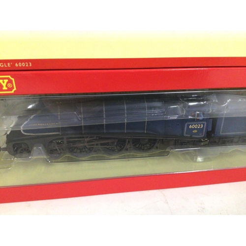 817 - A boxed Hornby locomotive with tender R3320. BR Class A4 Golden Eagle 60023 in blue. DCC ready. No r... 