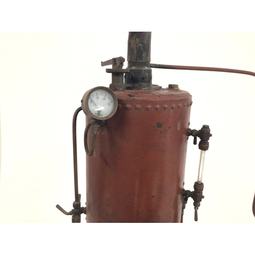 826 - A bespoke static steam engine mounted on a wooden plinth.