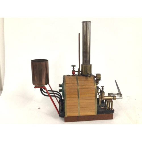 827 - A bespoke static model steam engine mounted on a wooden base.