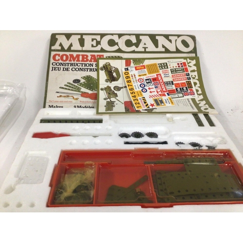 831 - 2 vintage boxed Meccano sets includes set 2 motorised construction set and a Combat construction set... 