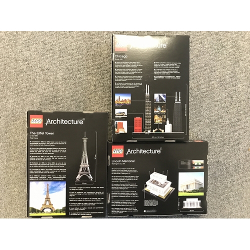 555 - 3x sealed boxed Lego Architecture sets includes # 21022 Lincoln Memoria #21019 The Eiffel Tower No r... 