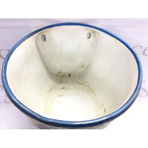 1002 - A Victorian hand painted and gilt floral wall mount jardiniere. This lot cannot be posted. NO RESERV... 