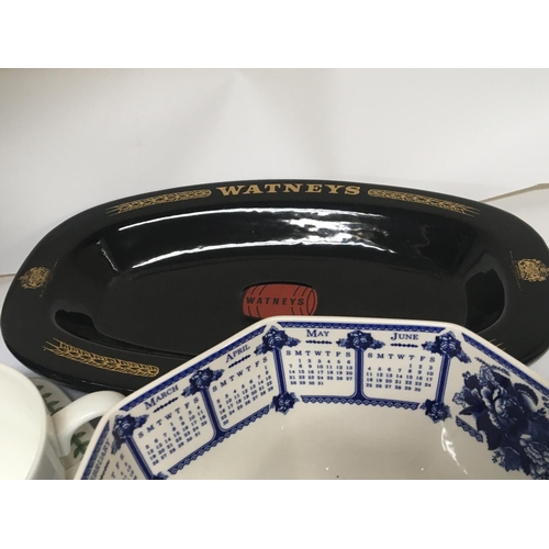 1024 - A collection of ceramics A Wedgwood blue and white calender bowl a Watneys Advertising dish large bl... 