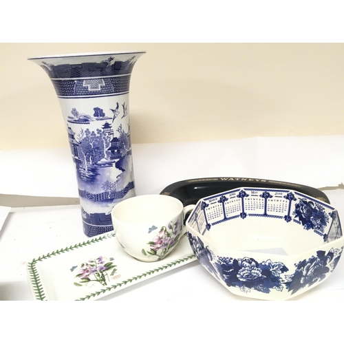 1024 - A collection of ceramics A Wedgwood blue and white calender bowl a Watneys Advertising dish large bl... 