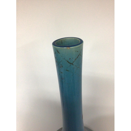 866 - A Japanese late 19th century large blue glazed bottle vase. Height 50cm. NO RESERVE