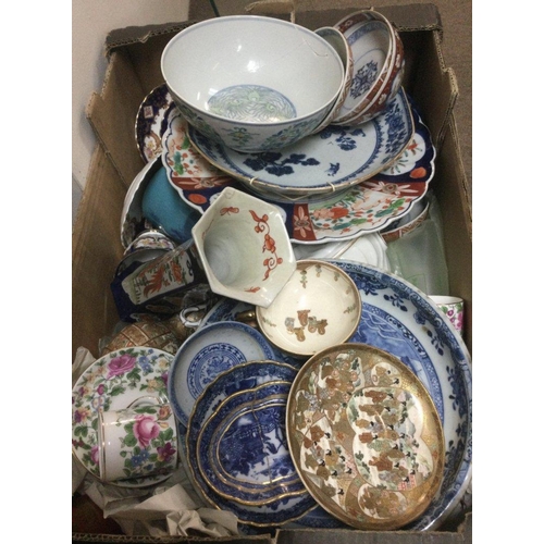 873 - A box of Chinese and Japanese ceramics. This lot cannot be posted