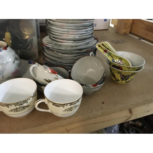 898 - Three decorative oriental tea sets . Including