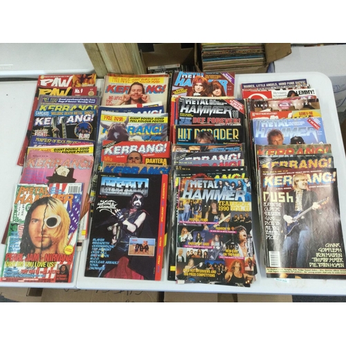 Two boxes of music magazines comprising various issues of Kerrang!, Raw ...