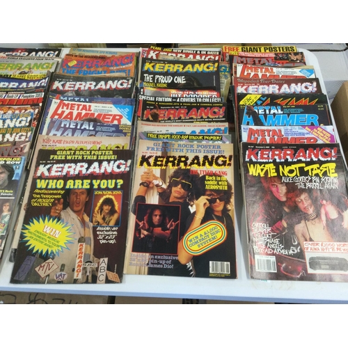 Two boxes of music magazines comprising various issues of Kerrang!, Raw ...