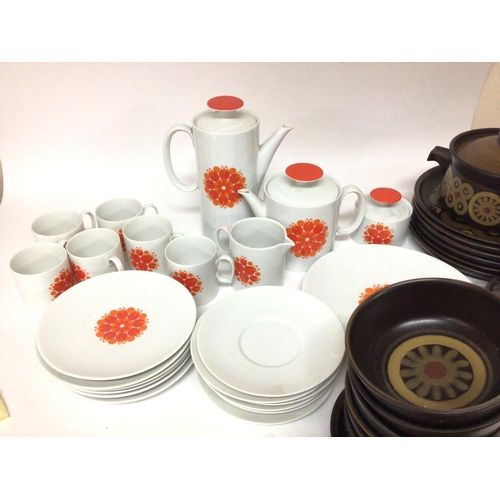 1042 - A mid 20th century design Thomas German porcelain tea coffee set with a an orange modern design patt... 