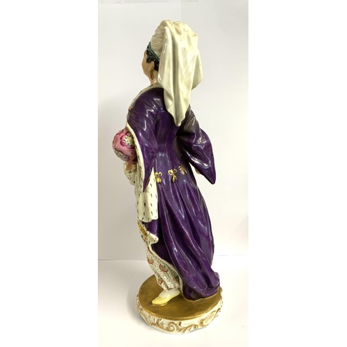 1048 - A rare large porcelain figure of an eastern lady with Derby porcelain marks, 34.5cm. (D) this figure... 