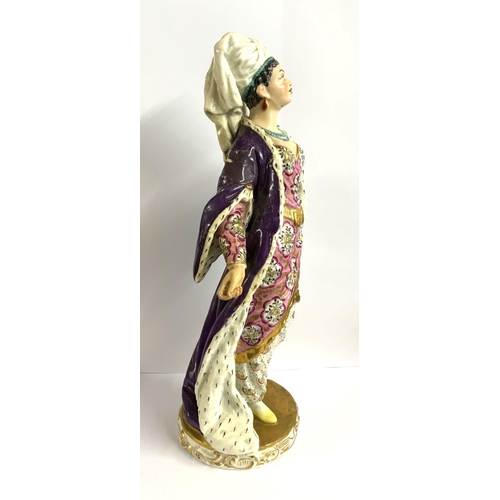 1048 - A rare large porcelain figure of an eastern lady with Derby porcelain marks, 34.5cm. (D) this figure... 