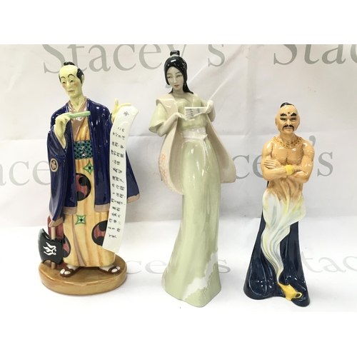 1050 - Royal Doulton porcelain figures The Genie, Reflections Cherry Blossom, Ko Ko. No obvious damage or r... 