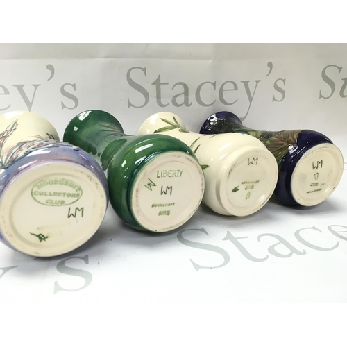 1054 - Moorcroft vases signed WM , no obvious damage or restoration