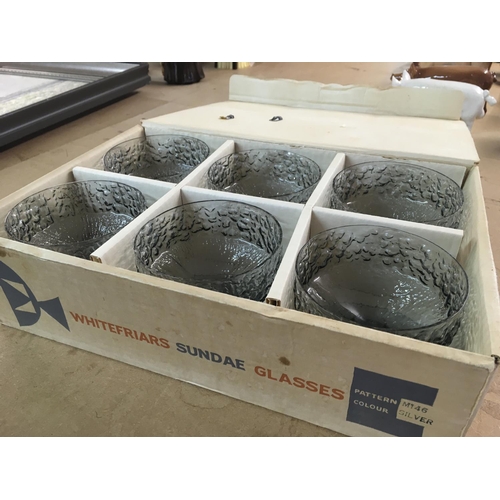1085 - Boxed Whitefriars sundae glasses x6. This lot cannot be posted