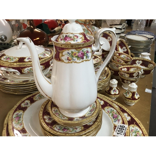 1086 - A Royal Albert Lady Hamilton service including coffee pot dinner plates cups saucers tureens milk