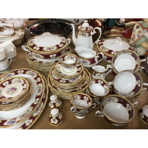 1086 - A Royal Albert Lady Hamilton service including coffee pot dinner plates cups saucers tureens milk