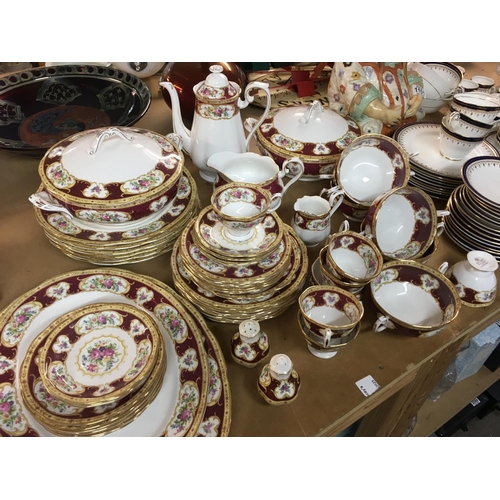 1086 - A Royal Albert Lady Hamilton service including coffee pot dinner plates cups saucers tureens milk