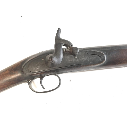 2018 - A 19th century Percussion Rifle with half length walnut stock long barrel with ram rod no maker mark... 