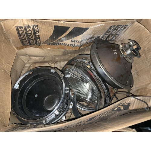 Vintage Mini Cooper parts. A large collection of chrome light mounts ...