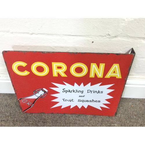 CORONA ENAMEL DOUBLE SIDED FLANGED SIGN 14 x 11 inches