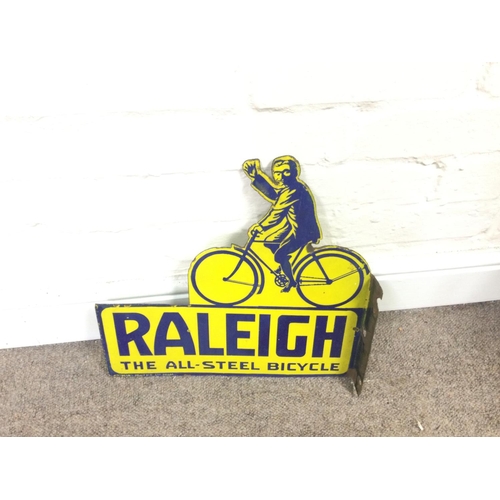 Rayleigh cycles cut out enamel sign 14 x 13.5 inches approximately