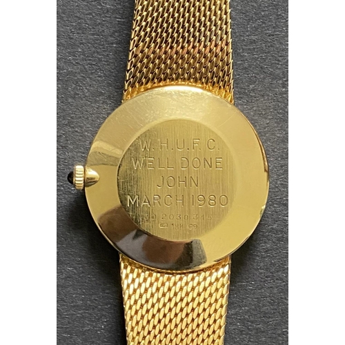 3 - John Lyalls 1980 Gold Watch Gift From West Ham: Zenith 18ct gold watch presented by the board of dir... 