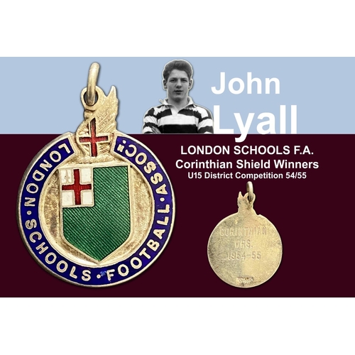 39 - John Lyalls London Schools Football Association Medals: Five medals from 50/51 to 54/55 and some pho... 