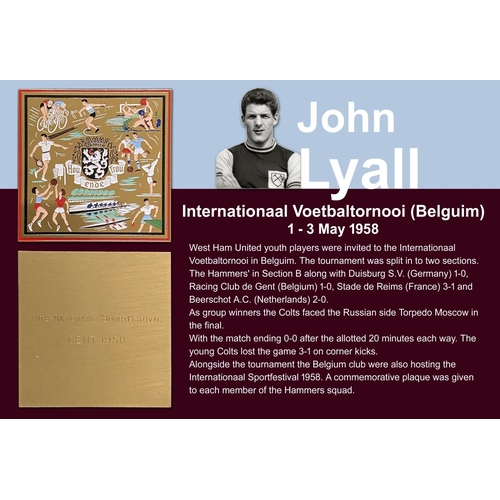 45 - John Lyalls 1958 West Ham Youth Tournament Boxed Plaque: Front of box has the words International Sp... 