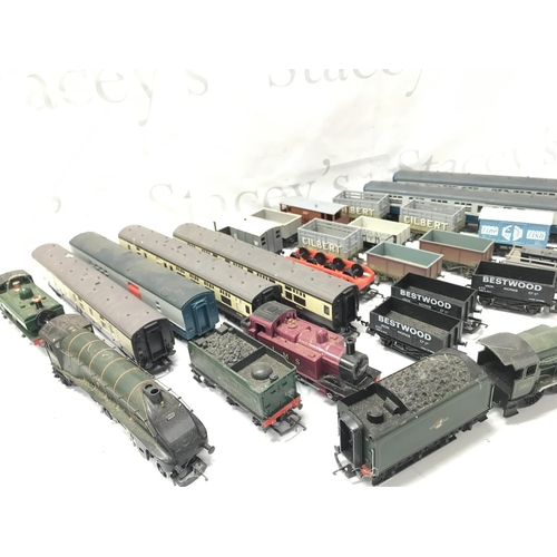 67 - A Collection of 00 Gauge Locos. Wagons. Coaches. Buildings Etc.