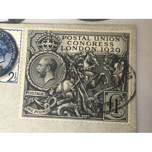 2193 - A High Value Recorded delivery international postal cover with Postal Union Congress 1929 one pound ... 