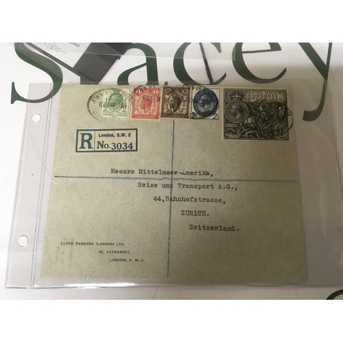 2193 - A High Value Recorded delivery international postal cover with Postal Union Congress 1929 one pound ... 