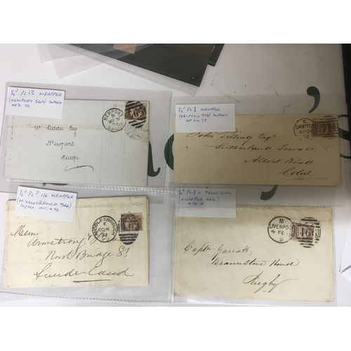 2195 - Four Victorian postal covers 1/2d Stamps with clear Frank marks Newport Middlesbrough Liverpool and ... 