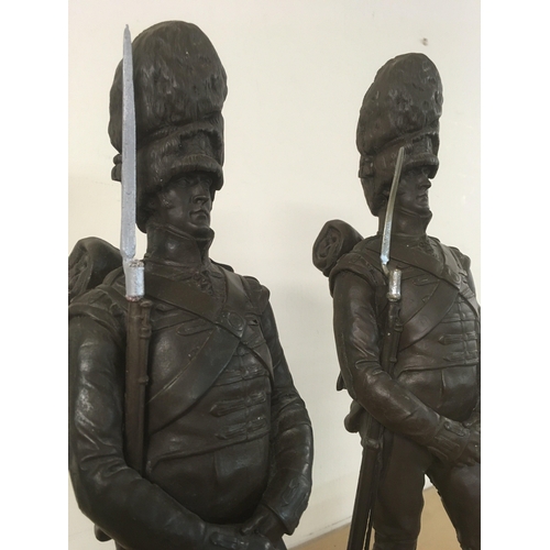 840 - A Collection of three Grenadier Guards after Sir Edgar Boehm 47 cm 43cm .