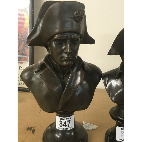 847 - Two bronzed busts in the form of Napoleon.
