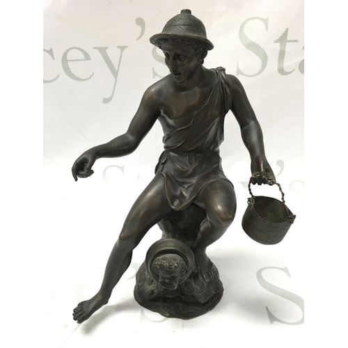 886 - A 19th century bronze of a Neoclassical fisherman. 22cm tall. Postage category B