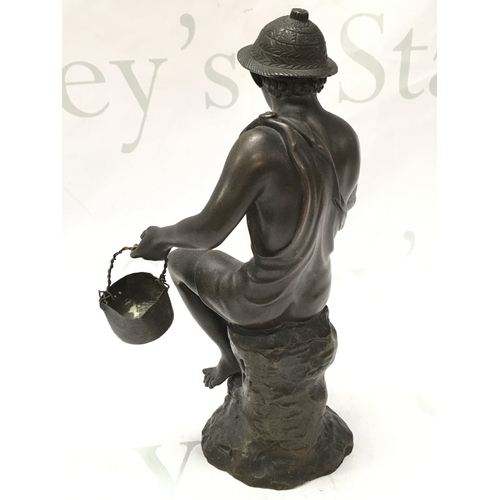886 - A 19th century bronze of a Neoclassical fisherman. 22cm tall. Postage category B