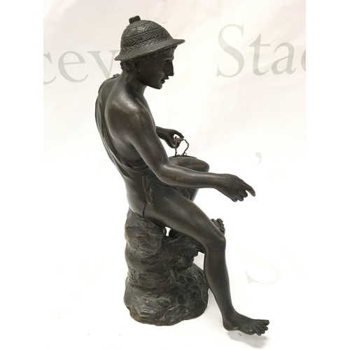 886 - A 19th century bronze of a Neoclassical fisherman. 22cm tall. Postage category B