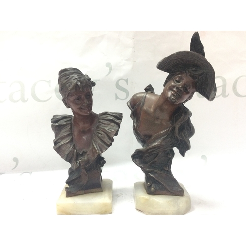 887 - A pair of signed bronzes by Van Der Straeten classical lady busts. Postage category B