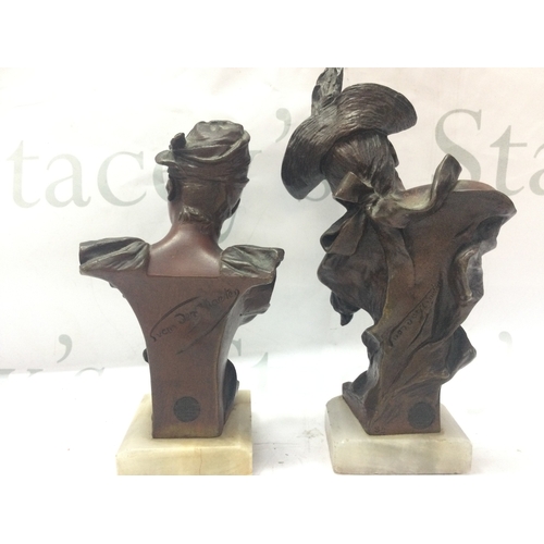 887 - A pair of signed bronzes by Van Der Straeten classical lady busts. Postage category B