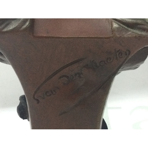 887 - A pair of signed bronzes by Van Der Straeten classical lady busts. Postage category B