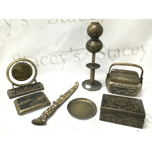 911 - Bronze letter opener , bronze dragon handwarmer with six character mark at base Etc. Postage categor... 